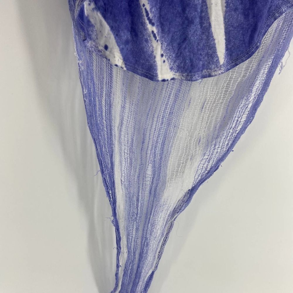 Benjamin Jay Blue White Tie dye tank shredded high low top womens small - Picture 2 of 6